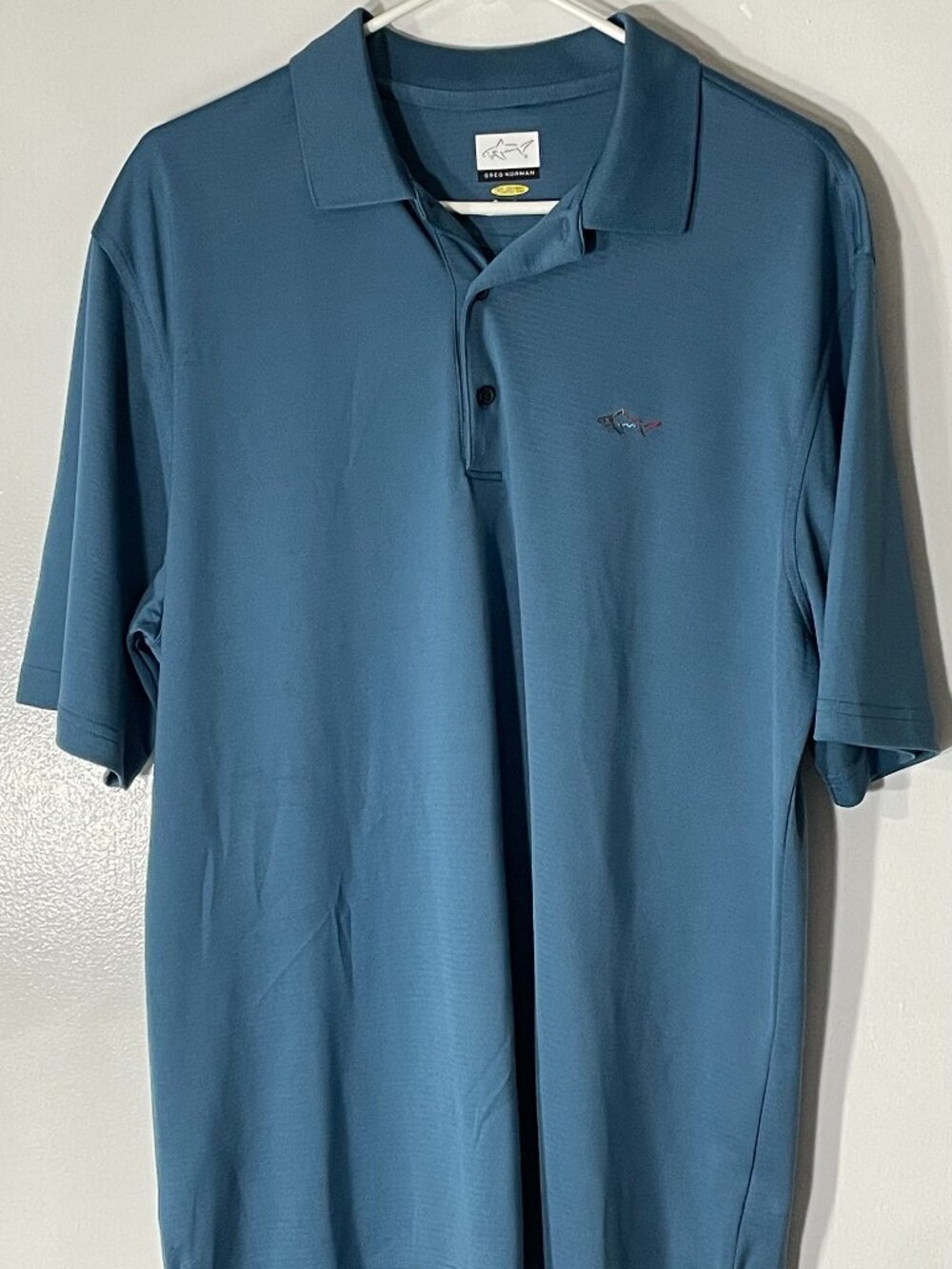 Greg Norman Men’s Play Dry Blue Golf Shirt Large Performance Polo Excellent